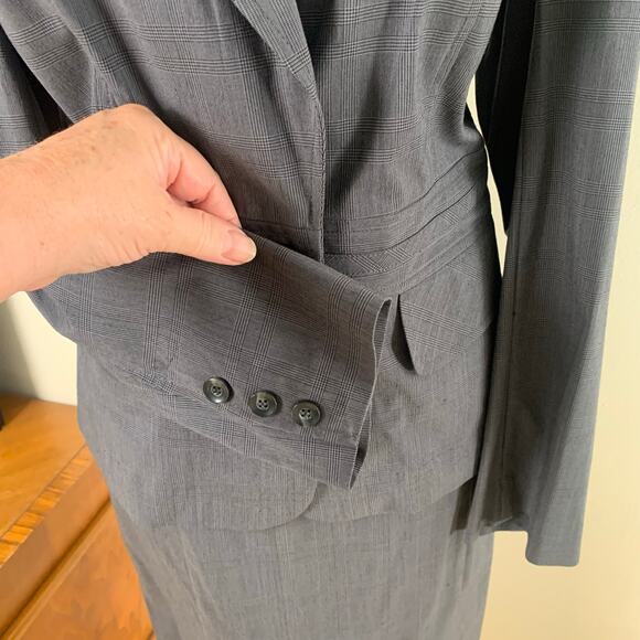 Style & Co. Sz 10/8 2-Piece Stretch Skirt Suit w/ Blazer Jacket Gray Glen Plaid - Picture 6 of 12